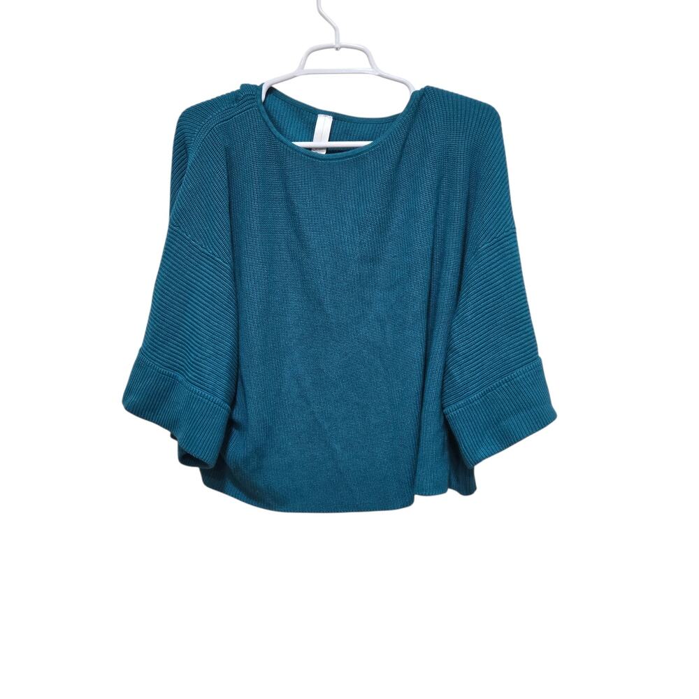 MarlaWynne Teal Bell Sleeve Knit Sweater Medium
